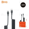 کابل Type C به Type C فنری بیوا Biva C-25CC Stretchable توان 60 وات