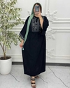 پیراهن لینن گلدوزی آستین کیمونو مشکی 6023
