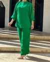  ست بلوز شلوار لینن عسل 2043