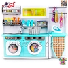 ست رختشویی و میز اتو کودک QUN FENG 2802 – اسباببازی آموزشی با ماشین لباسشویی موزیکال و لوازم جانبی
