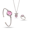 ست زنانه ساعت و گردنبند و انگشتر  Pink_Heart مدل 3671