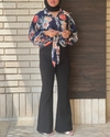 شومیز گره ای گلدار 7036