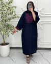 پیراهن لینن گلدوزی آستین کیمونو مشکی 6023
