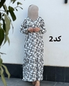  ساحلی فلور سفید مشکی یقه بند دار(تخفیف ویژه) 6088