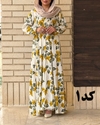  پیراهن نخی کلوش طرح دار 7169