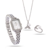 ست دخترانه ساعت و گردنبند و انگشتر Pearl_Silver مدل 3687
