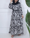  پیراهن نخی دکمه دار طرح فلور 6154