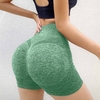 شلوارک سیملس ورزشی زنانه مدل پشت چین دار HMT-1J520 سبز آبی