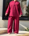  ست بلوز شلوار لینن عسل 2043