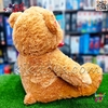 عروسک پولیشی خرس قهوه‌ای بزرگ با پاپیون قرمز قلبی – نرم، بغل‌کردنی و دوست‌داشتنی