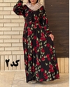  پیراهن نخی کلوش طرح دار 7169