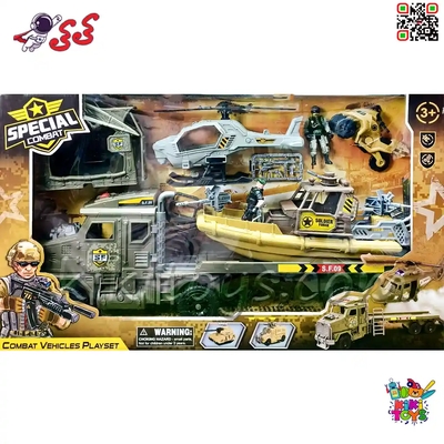 اسباب‌بازی جنگی نظامی پسرانه با کامیون، قایق، هلیکوپتر و سرباز مدل Soldier Force 310942
