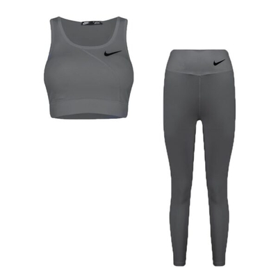ست ورزشی زنانه نیم تنه لگ نایک مدل mub-pack10 طوسی
