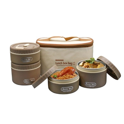 ظرف غذا لانچ باکس مدل ۴Box-Sweet Dream bento ظرفیت ۲.۱۴ لیتر به همراه کیف