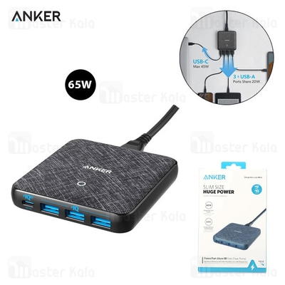 هاب شارژر 4 پورت انکر Anker PowerPort Atom III Slim A2045 توان 65 وات