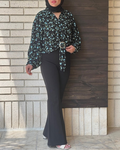 شومیز گره ای گلدار 7036