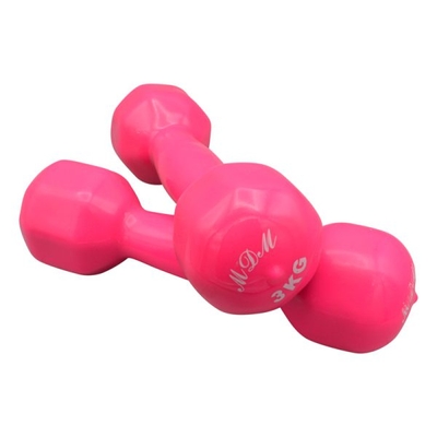 دمبل بدنسازی ام دی ام روکش دار وزن ۳ کیلو گرم بسته دو عددی