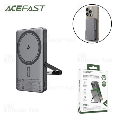 پاوربانک وایرلس فوق نازک 5000 مگ سیف ایس فست ACEFAST M16 توان 18 وات دارای استند