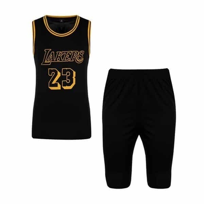 ‫ست ورزشی مردانه ‫رکابی و شلوارک بسکتبالی لیکرز مدل GNV-NO23 مشکی