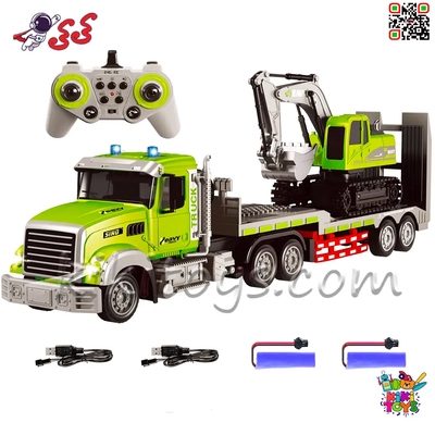 تریلی کنترلی ۱۱ کاناله با بیل مکانیکی شارژی و تریلر جداشونده مدل QH9010 – موزیکال، چراغ‌دار، با کنترل از راه دور 2.4GHz