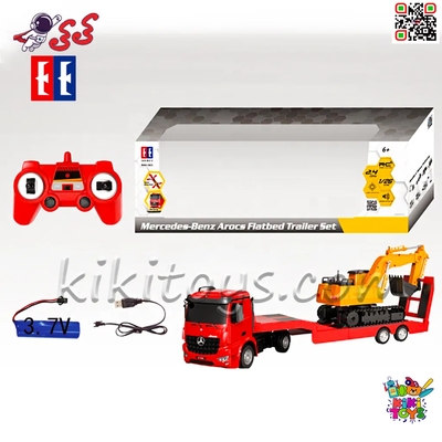 ماشین کنترلی تریلی مرسدس بنز Double E مدل E663-003 با بیل مکانیکی و چراغ و صدا – تریلر جداشونده، کنترل ۲.۴ گیگاهرتز، مقیاس 1:26