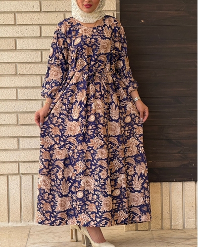 پیراهن ساحلی گلدار نخی 7016