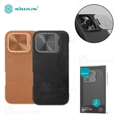 کیف چرمی نیلکین آیفون Apple iPhone 16 Pro Max Nillkin Qin Prop Leather Case دارای محافظ دوربین