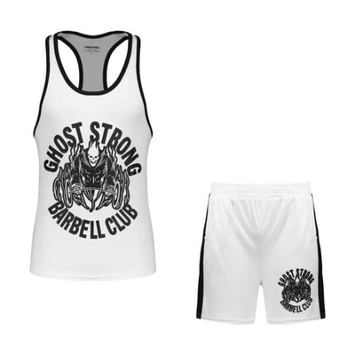 ست رکابی و شلوارک ورزشی مردانه باربل مدل PY-GHOST سفید