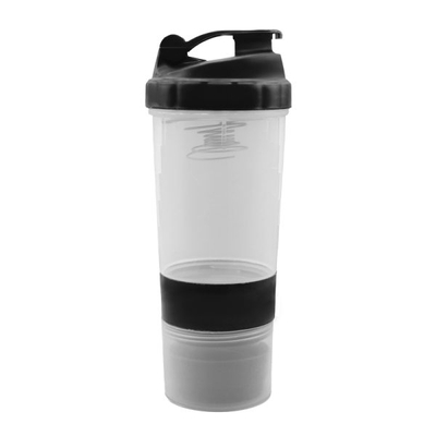 شیکر ورزشی سه‌ تیکه مدل Bulk Pro شفاف درب ضامنی ظرفیت ۰.۵ لیتر