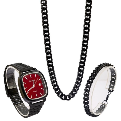 ست ساعت و نیم ست مردانه Casio_Red مدل 3678
