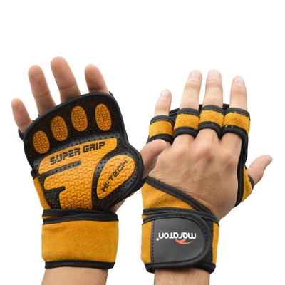 دستکش و محافظ کف دست بدنسازی ماراتن مدل SuperGrip -402M1290 خردلی