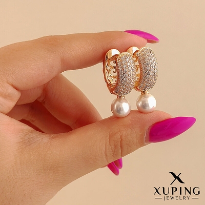 گوشواره حلقه‌ای مرواریدی ژوپینگ