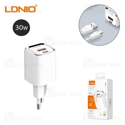 شارژر دیواری الدینیو Ldnio A2317C توان 30 وات همراه با کابل