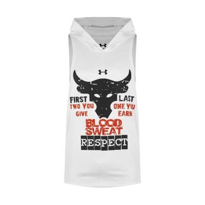 رکابی کلاهدار ورزشی مردانه آندر آرمور مدل PY-BLOOD SWEAT سفید