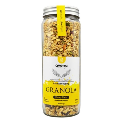 گرانولا شیشه ای اونا طعم بادام و کرن بری ۳۸۰ گرمی بدون گلوتن