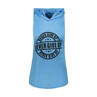 رکابی کلاه دار بدنسازی مردانه NEVER GIVE UP آبی