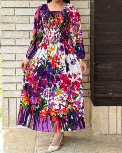  پیراهن کریشه هندی طرح آب رنگی 6125
