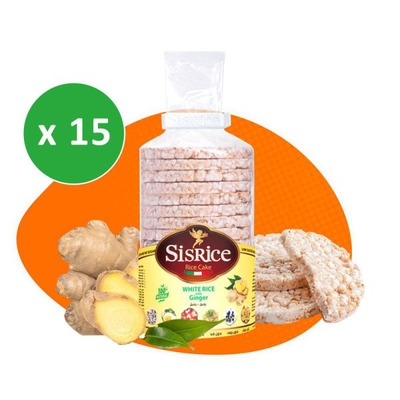 پکیج سیس رایس کیک رژیمی طعم زنجبیل کارتن ۱۵ بسته ای