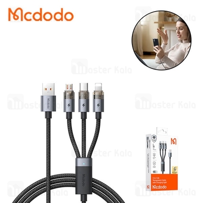 کابل سه سر مک دودو Mcdodo CA-7150 3 In 1 USB Data Cable توان 100 وات طول 1.2 متر