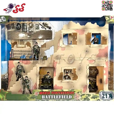 ماکت پایگاه نظامی و جنگی با سرباز ارتشی وتجهیزات 77078 برند ام اند سی MILITARY BATTLEFIELD M C TOY