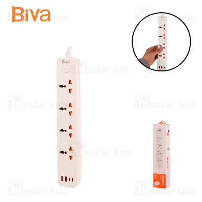 چند راهی برق و شارژر بیوا Biva PS-05 Power Strip دارای 4 پورت