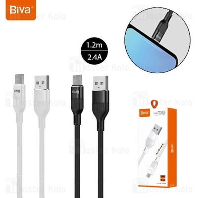 کابل میکرو یو اس بی بیوا Biva C-02V طول 1.2 متر شدت جریان 2.4 آمپر