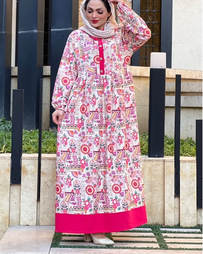 پیراهن ساحلی فلور نوار حاشیه 6103