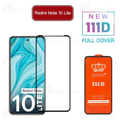 محافظ صفحه شیشه ای تمام صفحه تمام چسب شیائومی Xiaomi Redmi Note 10 Lite 111D Glass