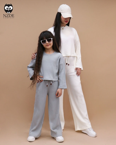 ست مادر دختری کراپ شلوار بگ آکاردئونی NZDE