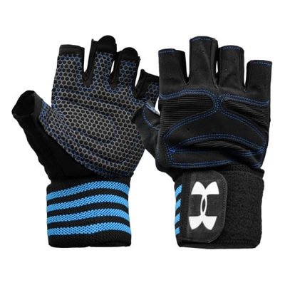 دستکش بدنسازی آندر آرمور مدل Clutch Fit-503 مچ بند دار آبی