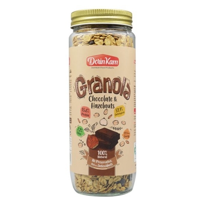 گرانولا شیشه ای درین کام طعم تکه شکلات و فندق ۳۸۰ گرمی