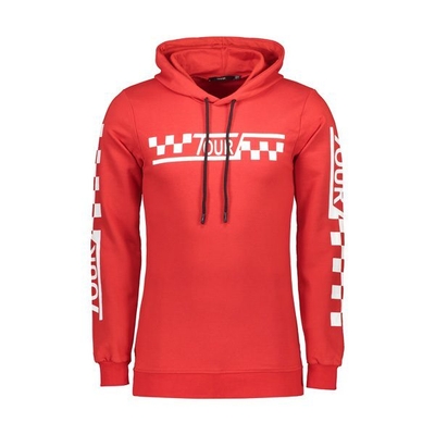 هودی کلاه دار مردانه TOUR طرح دار قرمز