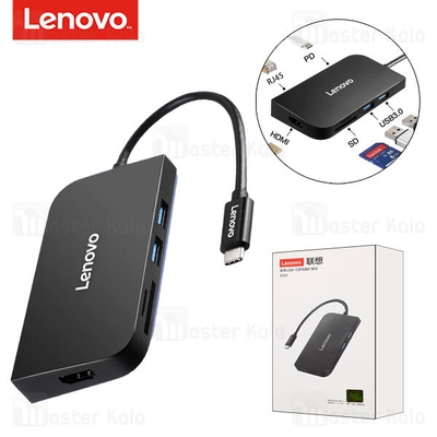 هاب 7 پورت Type C لنوو Lenovo S707 7 in 1 Type C HUB Adapter HDMI PD3.0 SD/TF Reader