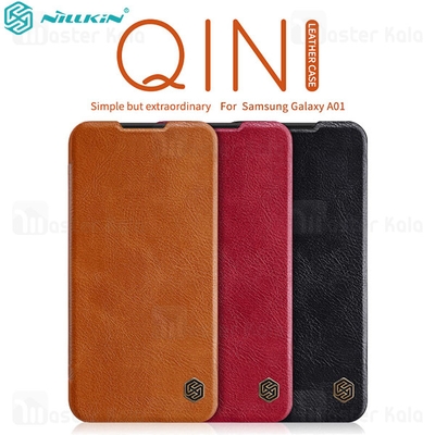 کیف چرمی نیلکین سامسونگ Samsung Galaxy A01 / A015 Nillkin Qin Leather Case